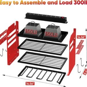 Heavy Duty Power Tool Organizer Wall Mount w/ 8 Outlet Charging Station