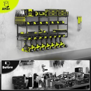 POKIPO Extra Large 8 Drill Holder 4-Tier Power Tool Organizer Wall Mount