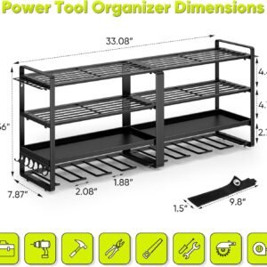 POKIPO Extra Large 8 Drill Holder 4-Tier Power Tool Organizer Wall Mount