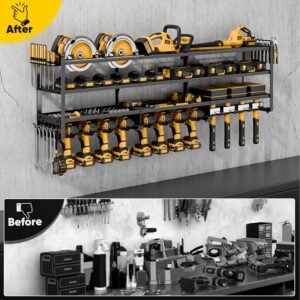 49" Heavy Duty Power Tool Organizer Wall Mount - 600 lb Capacity, 12 Drill Holder