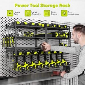 POKIPO Extra Large 8 Drill Holder 4-Tier Power Tool Organizer Wall Mount