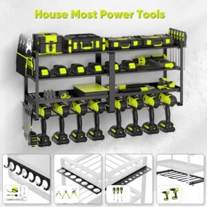 POKIPO Extra Large 8 Drill Holder 4-Tier Power Tool Organizer Wall Mount