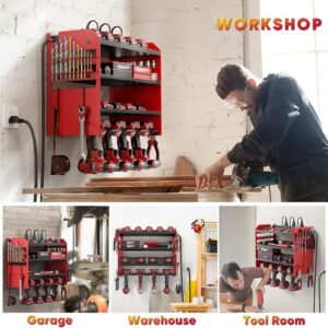 Heavy Duty Power Tool Organizer Wall Mount w/ 8 Outlet Charging Station