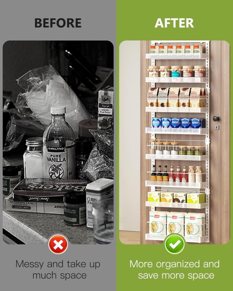 71ufubLzu-L._AC_SL1500_.jpg 8-Tier Over-the-Door Pantry Organizer – Large Wall-Mount Spice & Storage Rack, 2-in-1 Heavy-Duty Adjustable Metal Baskets