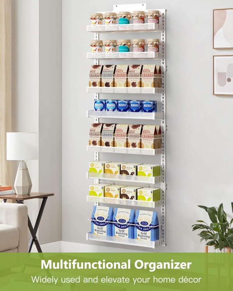 71vv9AELo0L._AC_SL1500_.jpg 8-Tier Over-the-Door Pantry Organizer – Large Wall-Mount Spice & Storage Rack, 2-in-1 Heavy-Duty Adjustable Metal Baskets