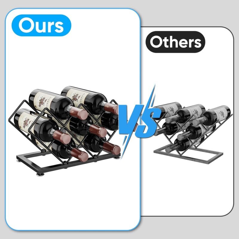 7-Bottle Metal Countertop Wine Rack - Space-Saving Storage for Home Kitchens & Bars