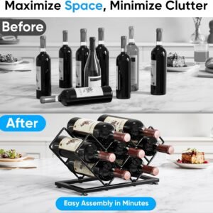7-Bottle Metal Countertop Wine Rack - Space-Saving Storage for Home Kitchens & Bars