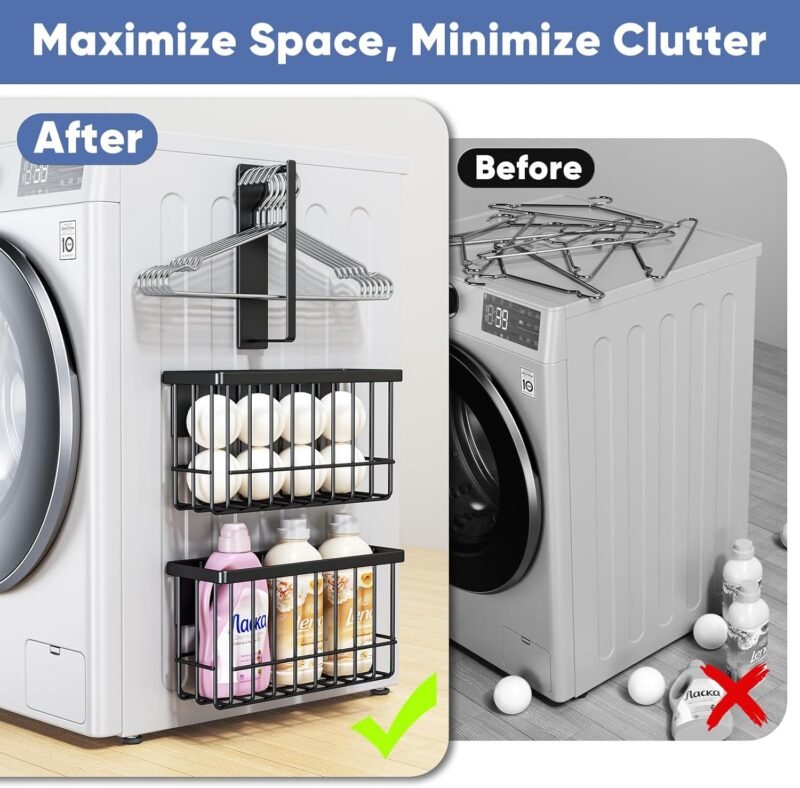 Magnetic Dryer Ball & Lint Bin Holder – Rustproof Metal Basket, Tool-Free Install, Space-Saving Laundry Organizer