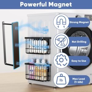 Magnetic Dryer Ball & Lint Bin Holder – Rustproof Metal Basket, Tool-Free Install, Space-Saving Laundry Organizer