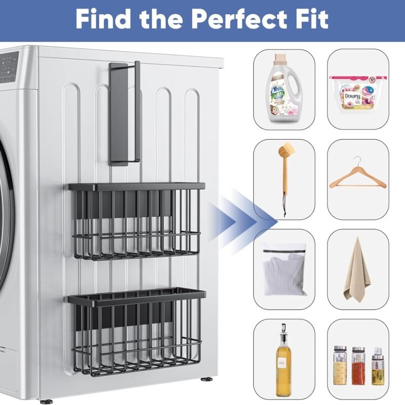Magnetic Dryer Ball & Lint Bin Holder – Rustproof Metal Basket, Tool-Free Install, Space-Saving Laundry Organizer