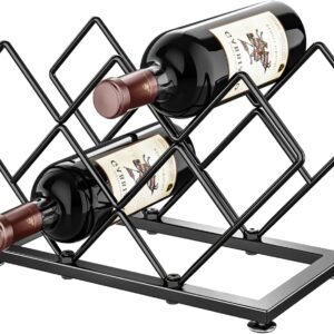 7-Bottle Metal Countertop Wine Rack - Space-Saving Storage for Home Kitchens & Bars