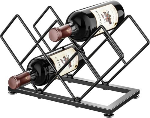 7-Bottle Metal Countertop Wine Rack - Space-Saving Storage for Home Kitchens & Bars