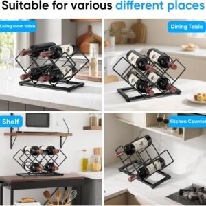 7-Bottle Metal Countertop Wine Rack - Space-Saving Storage for Home Kitchens & Bars