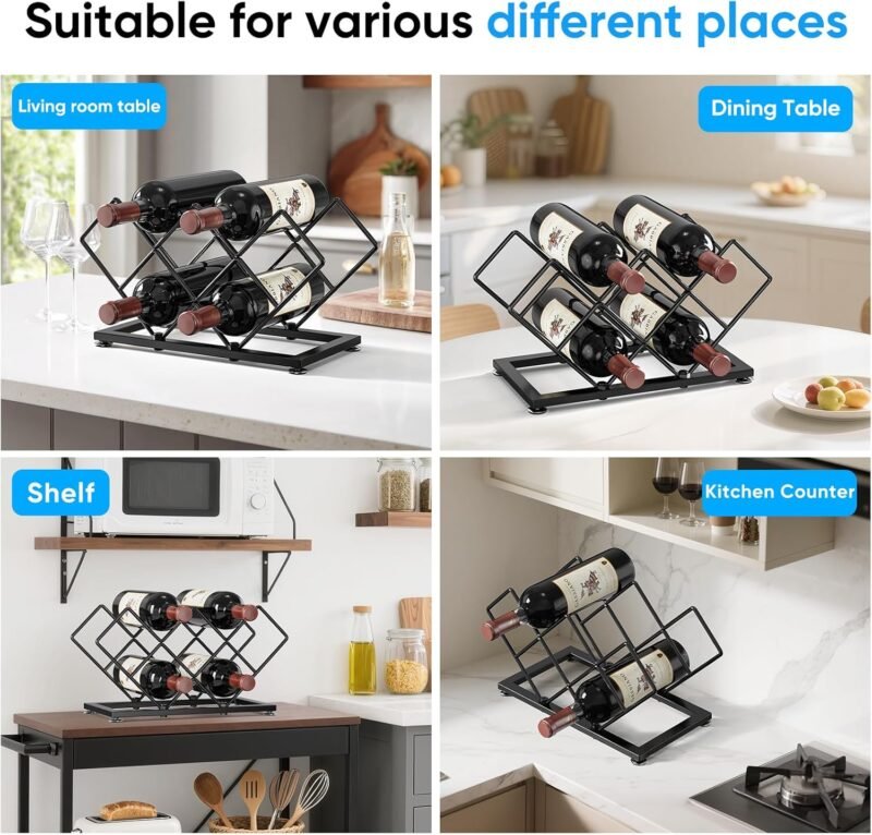 7-Bottle Metal Countertop Wine Rack - Space-Saving Storage for Home Kitchens & Bars