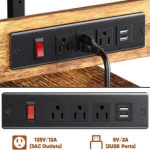 Large 4-Tier Printer Stand Rolling Cart Power Outlets Mobile Office/Kitchen Storage