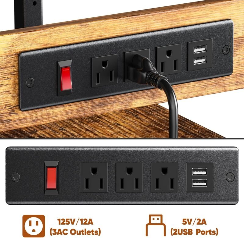 Large 4-Tier Printer Stand Rolling Cart Power Outlets Mobile Office/Kitchen Storage