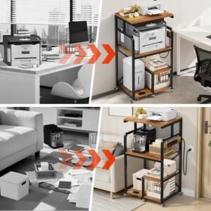 Large 4-Tier Printer Stand Rolling Cart Power Outlets Mobile Office/Kitchen Storage